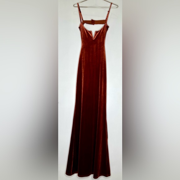 Michael Costello x Revolve Rowena Velvet Cut-Out Maxi Dress in Rust - XXS - Picture 4 of 7